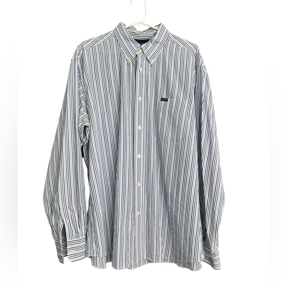 Faconnable Other - Faconnable Men's Blue White‎ Striped Long Sleeve Button-Down Shirt Size XL